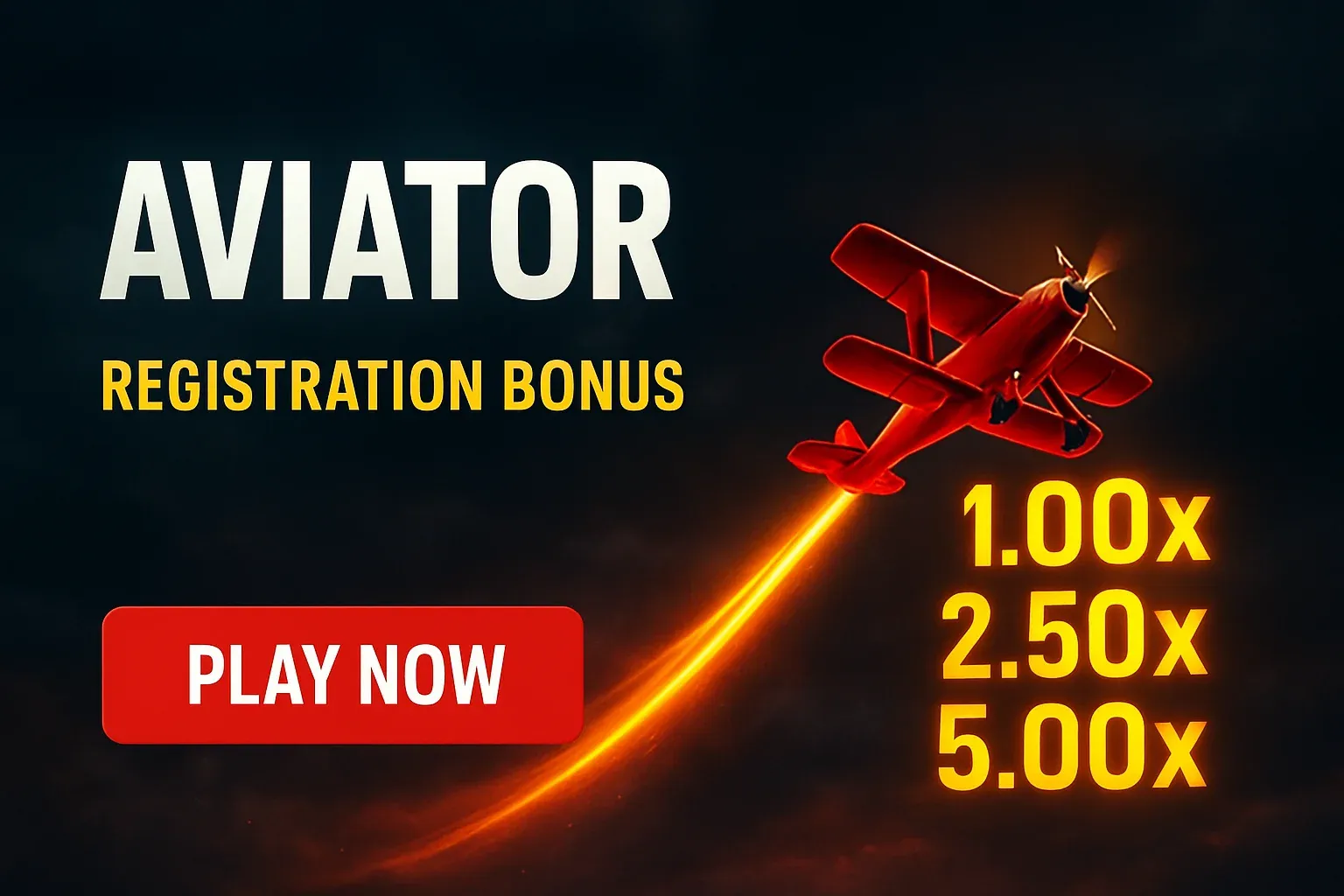 Aviator crash game banner with red plane and rising multipliers